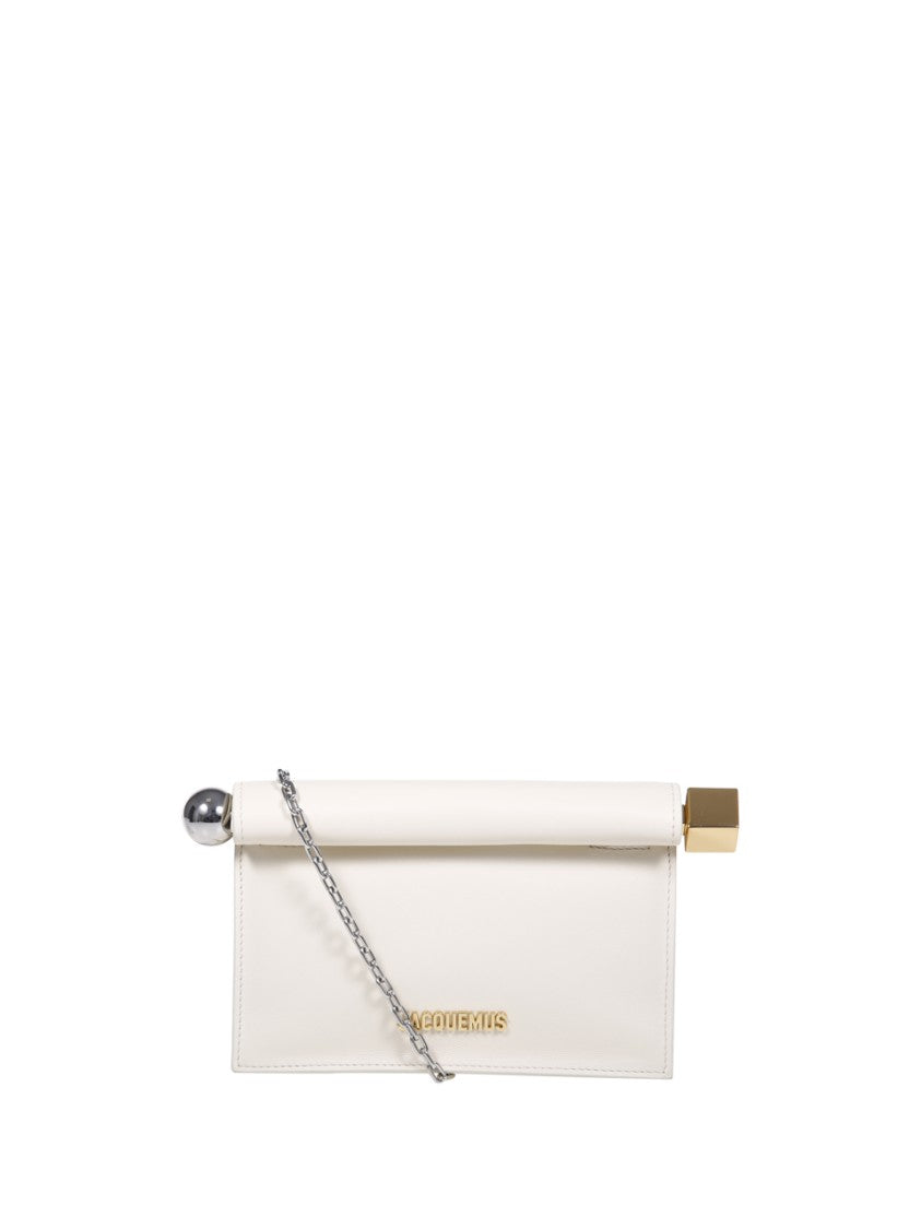Jacquemus Minimalist White Lamb Leather Clutch
