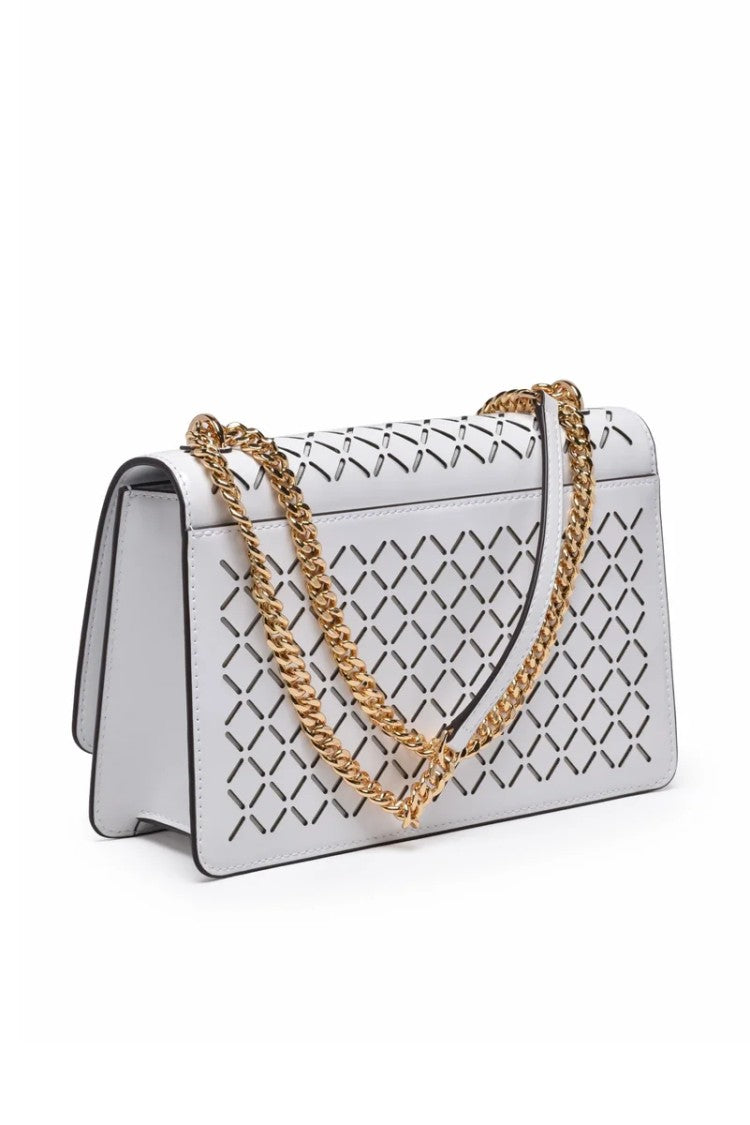 Tory Burch Emerson Perforated Flap Shoulder Bag - White