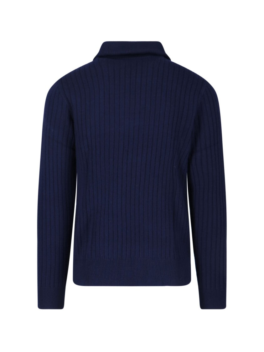 Polo Ralph Lauren Classic Ribbed Knit Sweater With Half-Zip Collar