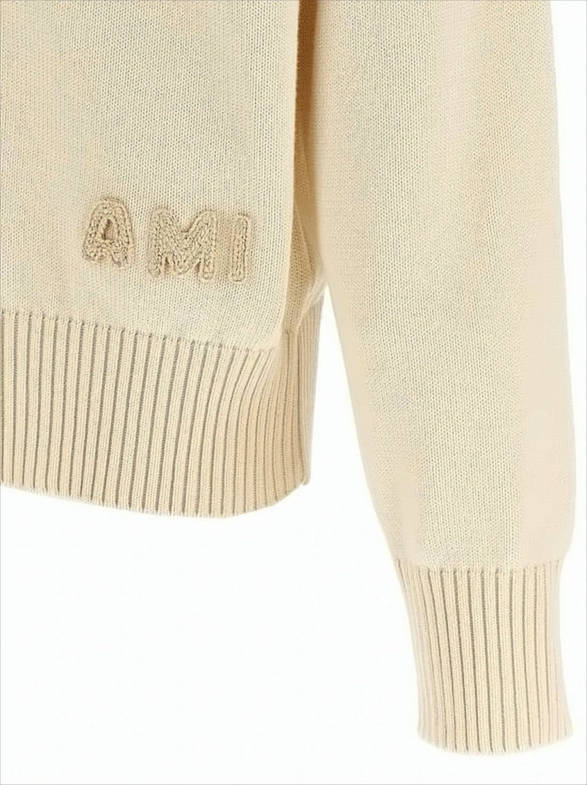Ami Paris V-Neck Button-Down Cardigan With Textured Detailing