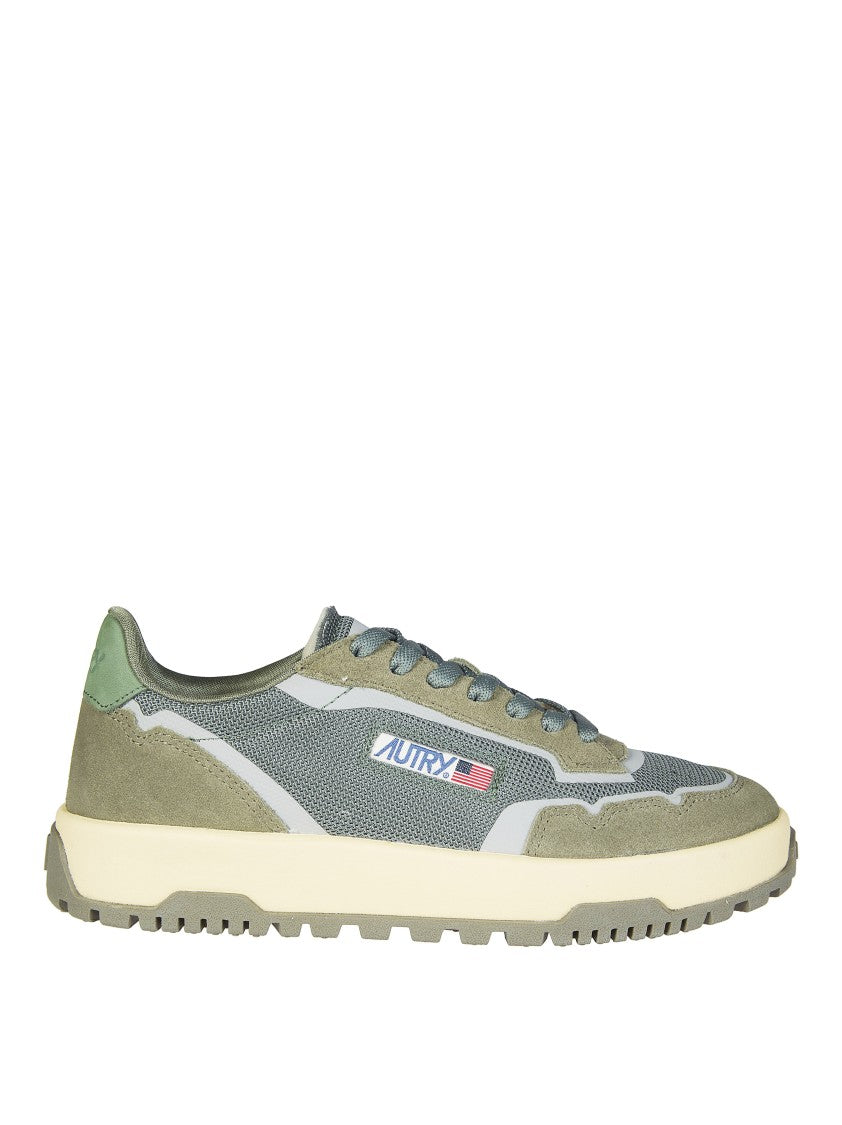 Autry Green Mesh Suede Panels Sneakers