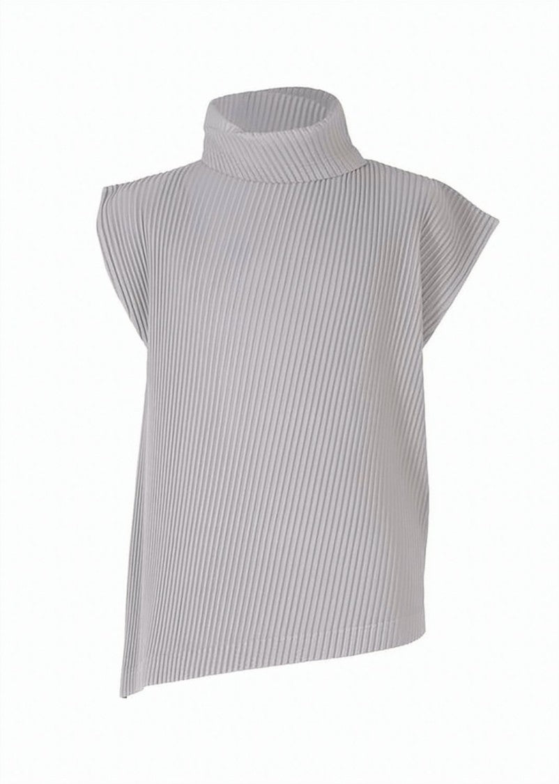 Homme Plissé Issey Miyake Asymmetrical Sleeveless Top With Structured Collar
