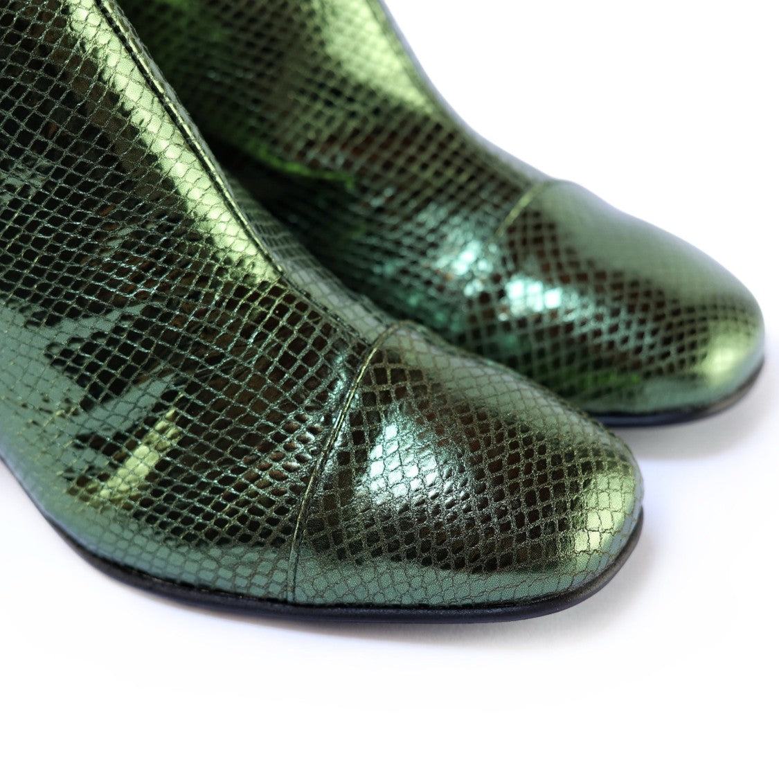 Ton Gout Snake-Effect Military Green Square Toe Boots