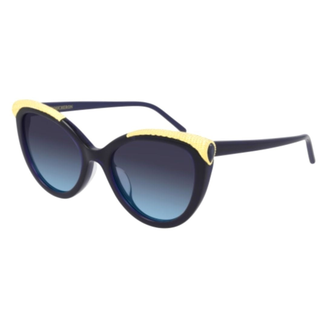 Boucheron Bc0116s Cat-Eye Sunglasses With Textured Yellow Accents