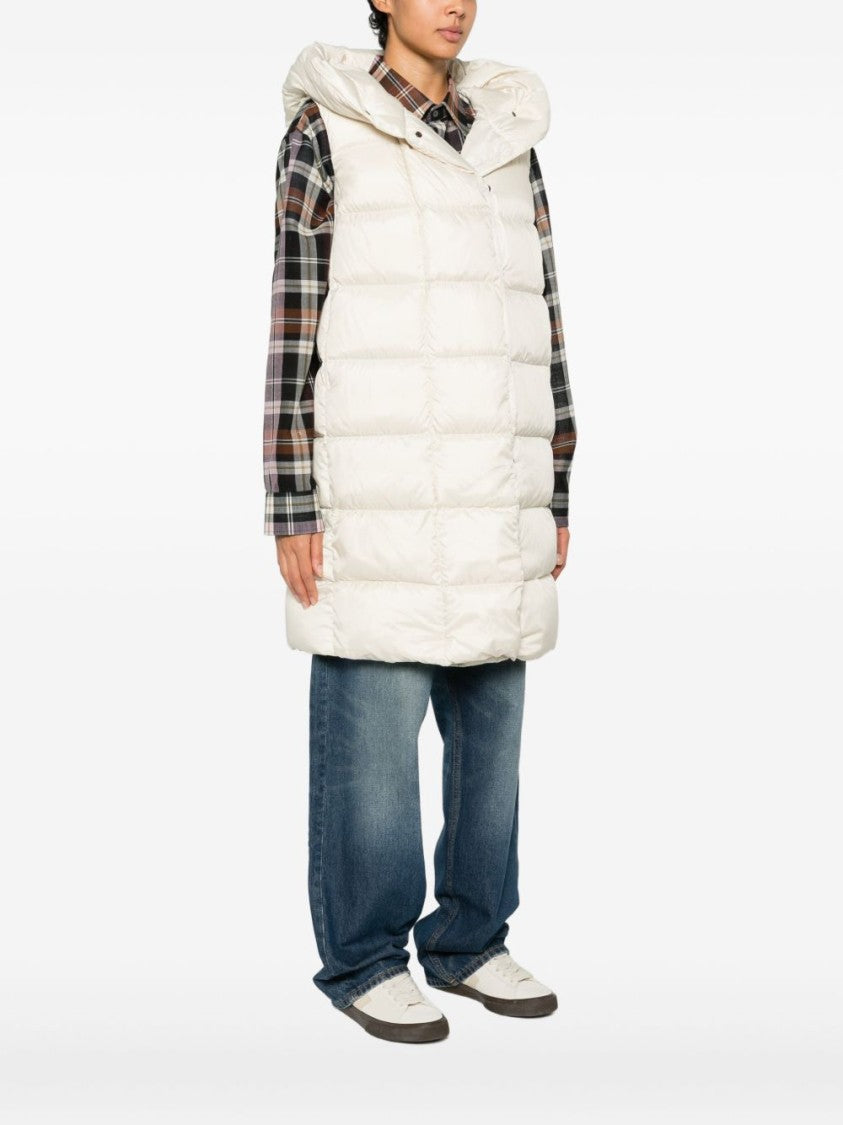 Peuterey Quilted Cream Knitwear Jacket With High Collar