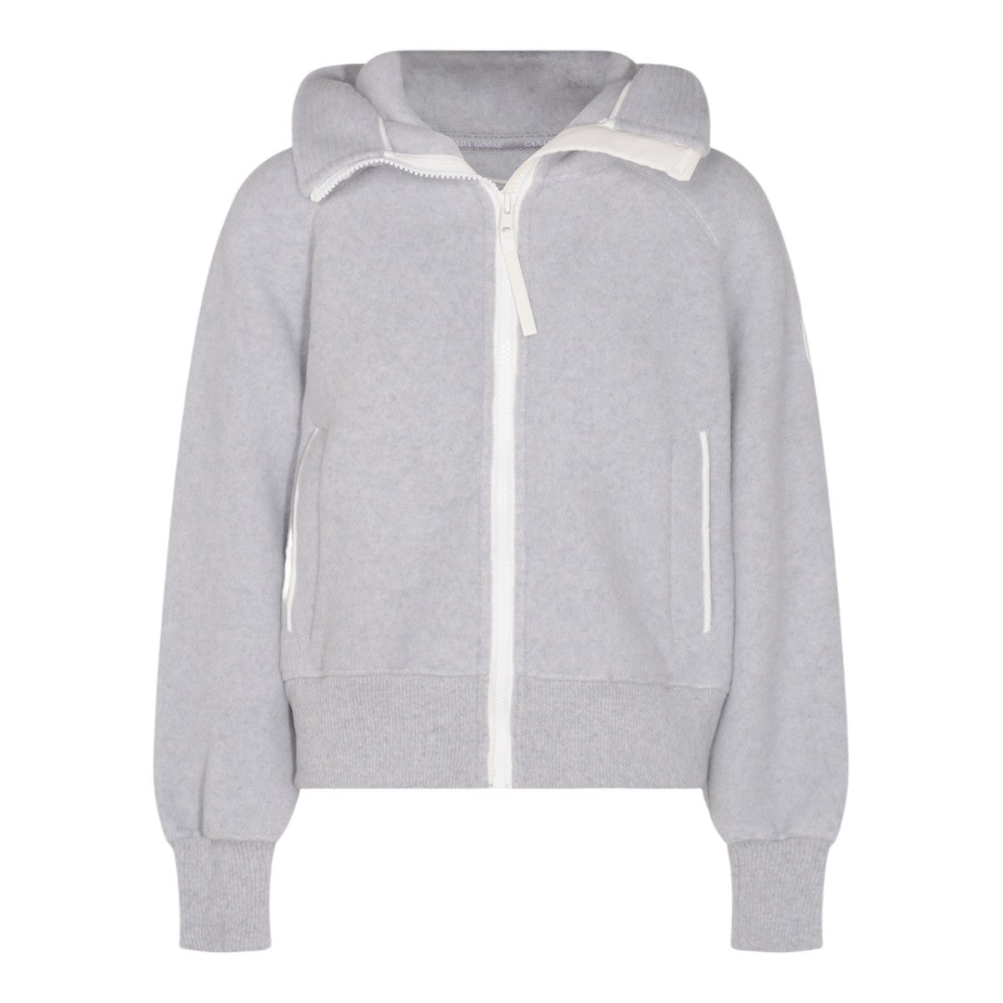 Canada Goose Soft Light Grey Hooded Jacket With Ribbed Details