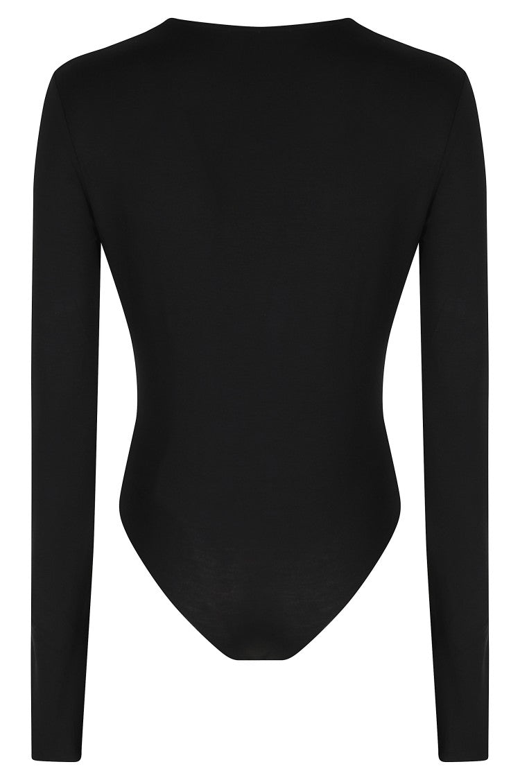 The Andamane Black Zelda Deep V-Neck Long-Sleeved Bodysuit