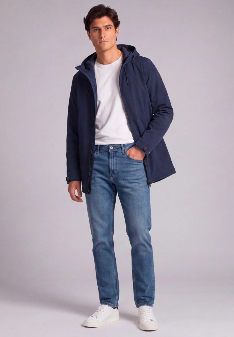 Colmar Blue Adjustable Hood Zip Casual Jacket