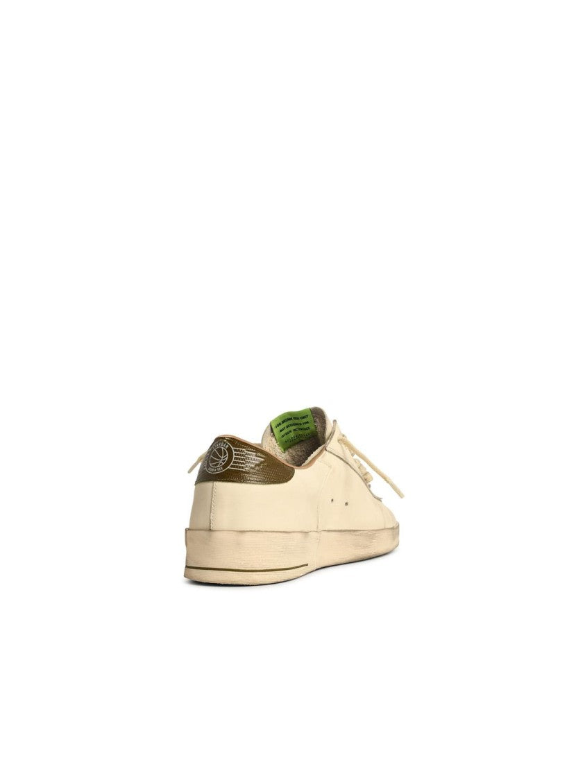 Golden Goose Stardan' White Leather Sneakers With Green Star