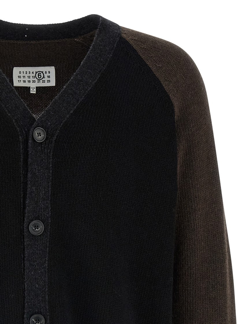 Mm6 By Maison Margiela Two-Tone Suede Patch Cardigan