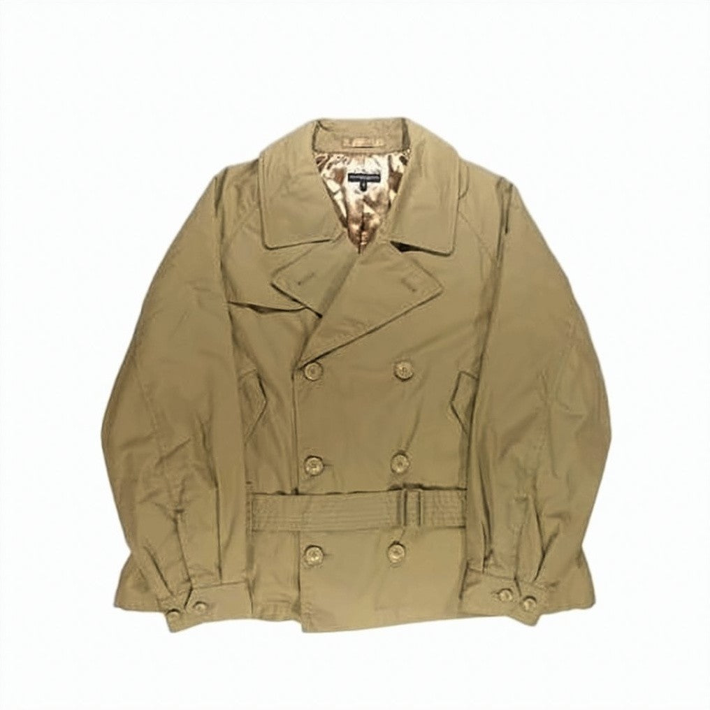 Engineered Garments Double-Breasted Coat With Belted Waist And Soft Interior