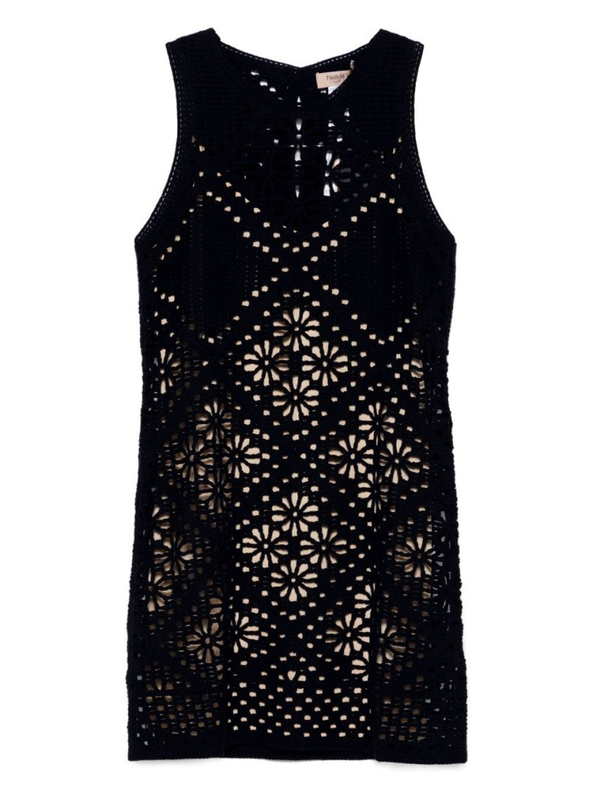 Twin-Set Fitted Mini Dress With Floral Cut-Outs