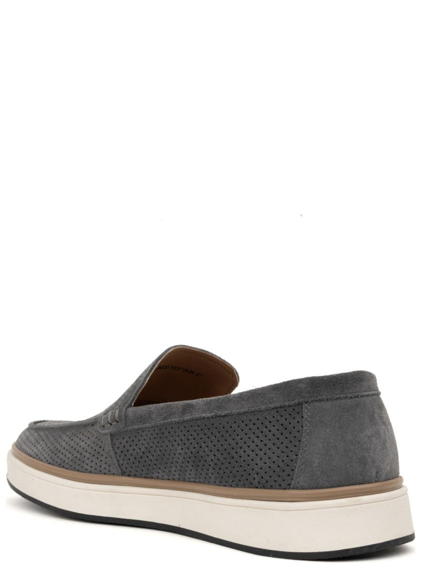 Sergio Moretti Perforated Suede Slip-On Trainers With Rubber Sole