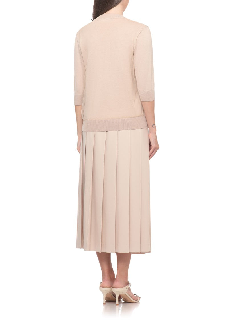 Fabiana Filippi Beige V-Neck Tulle Top
