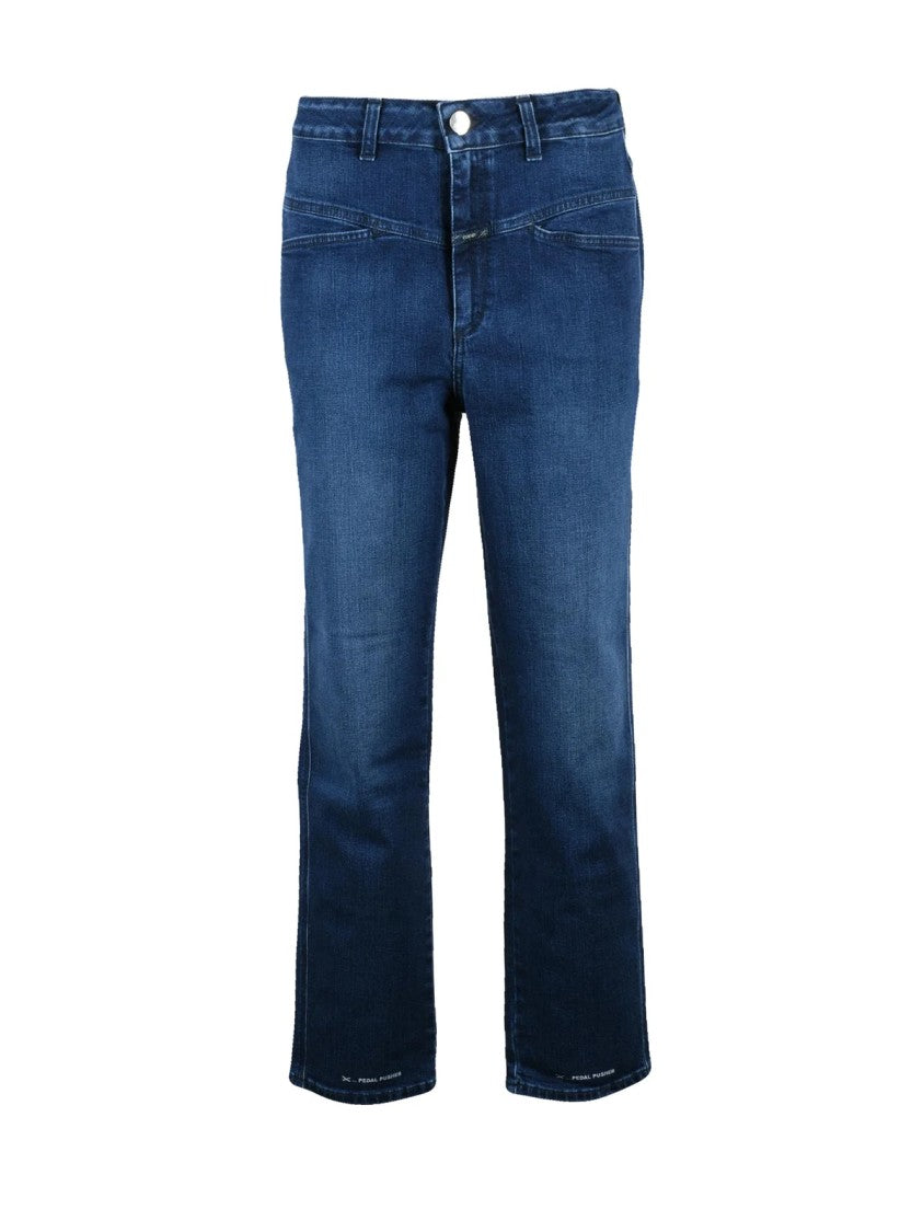 Closed Cropped Denim Pedal Pusher Jeans With Zip Closure