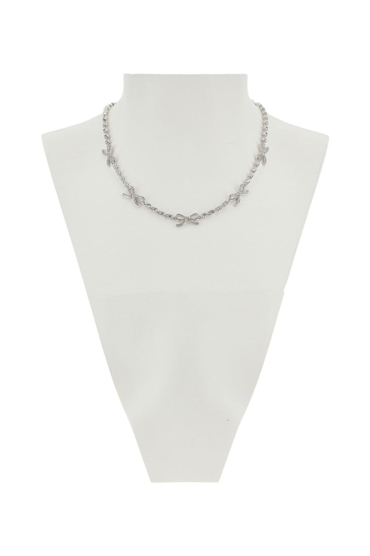 Self-Portrait Crystal Bow Necklace