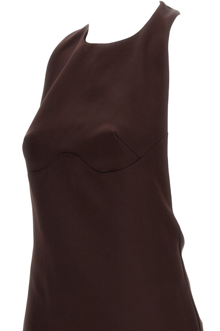 Elisabetta Franchi Brown Short Dress With A-Line Halter Neckline