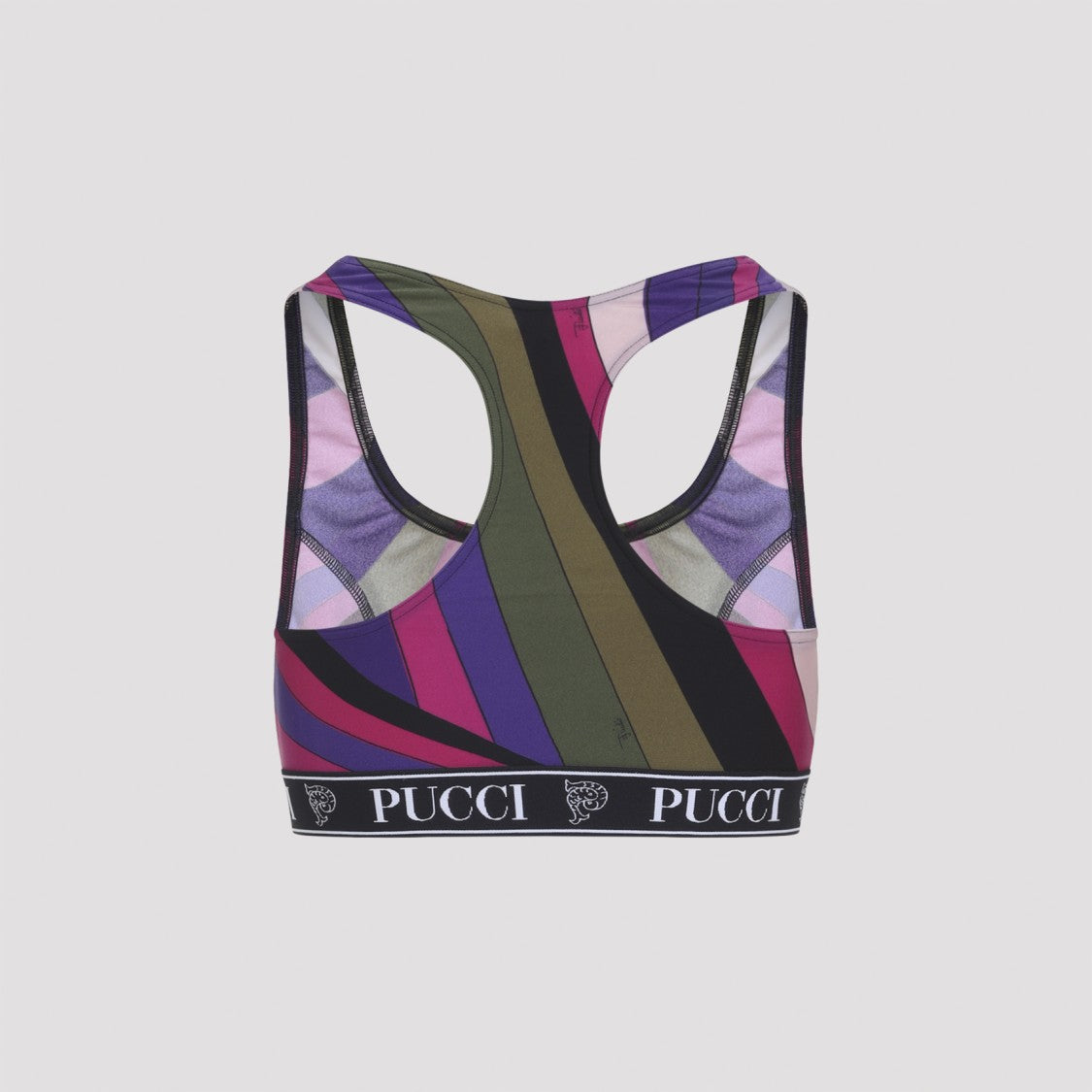 Pucci Multicolored Abstract Stripe Racerback Sports Bra