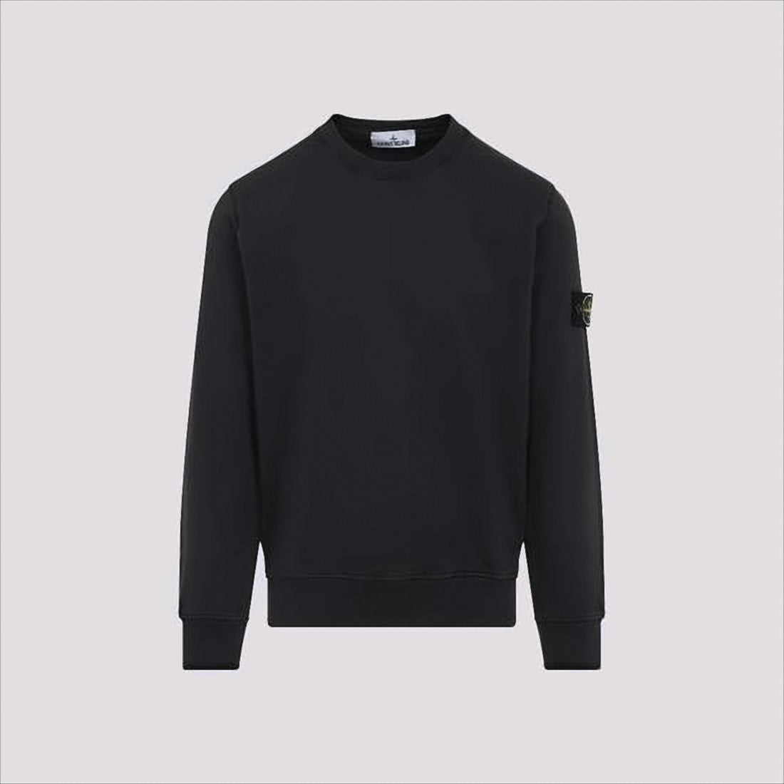 Stone Island Minimalist Black Long-Sleeve Sweatshirt With Distinctive Patch