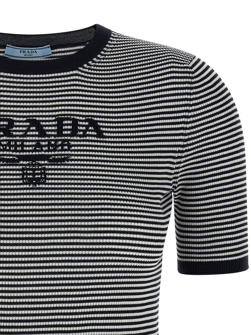 Prada Striped Silk T-Shirt
