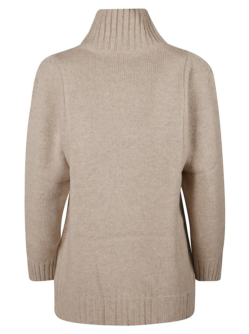 Max Mara Aceti High Ribbed Cashmere Turtleneck Sweater