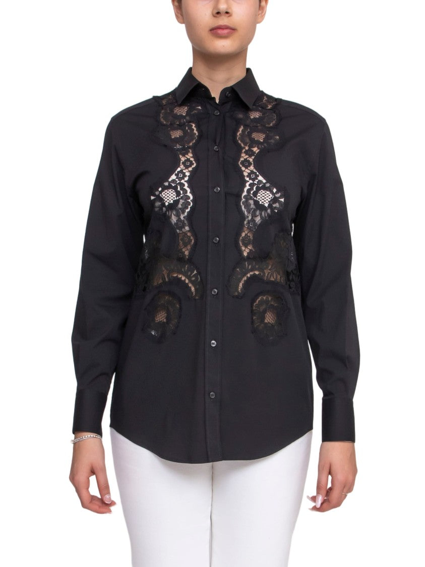 Dolce & Gabbana Lace Panel Long-Sleeve Button-Up Shirt