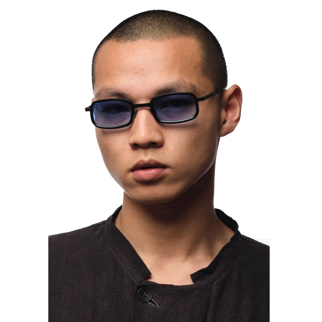Capote Eyewear Cc144 Narrow Rectangular Titanium Double Bridge Sunglasses