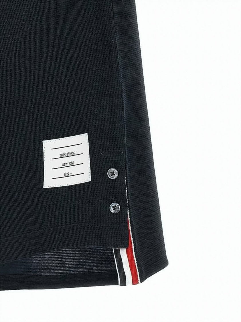 Thom Browne Textured Knit Polo Shirt With Classic Collar