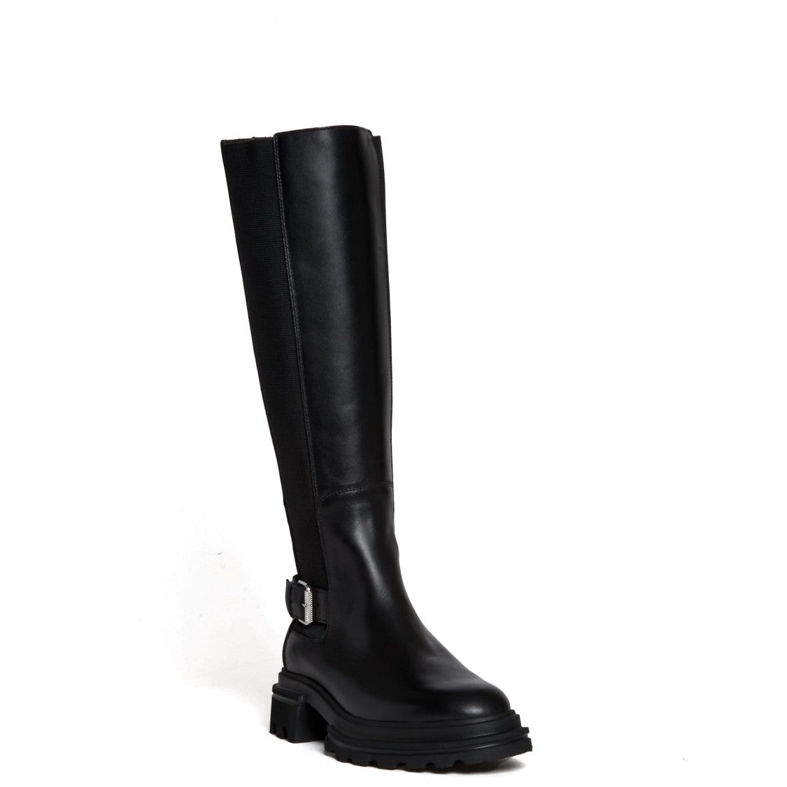 Hogan Black Leather Elastic Boot
