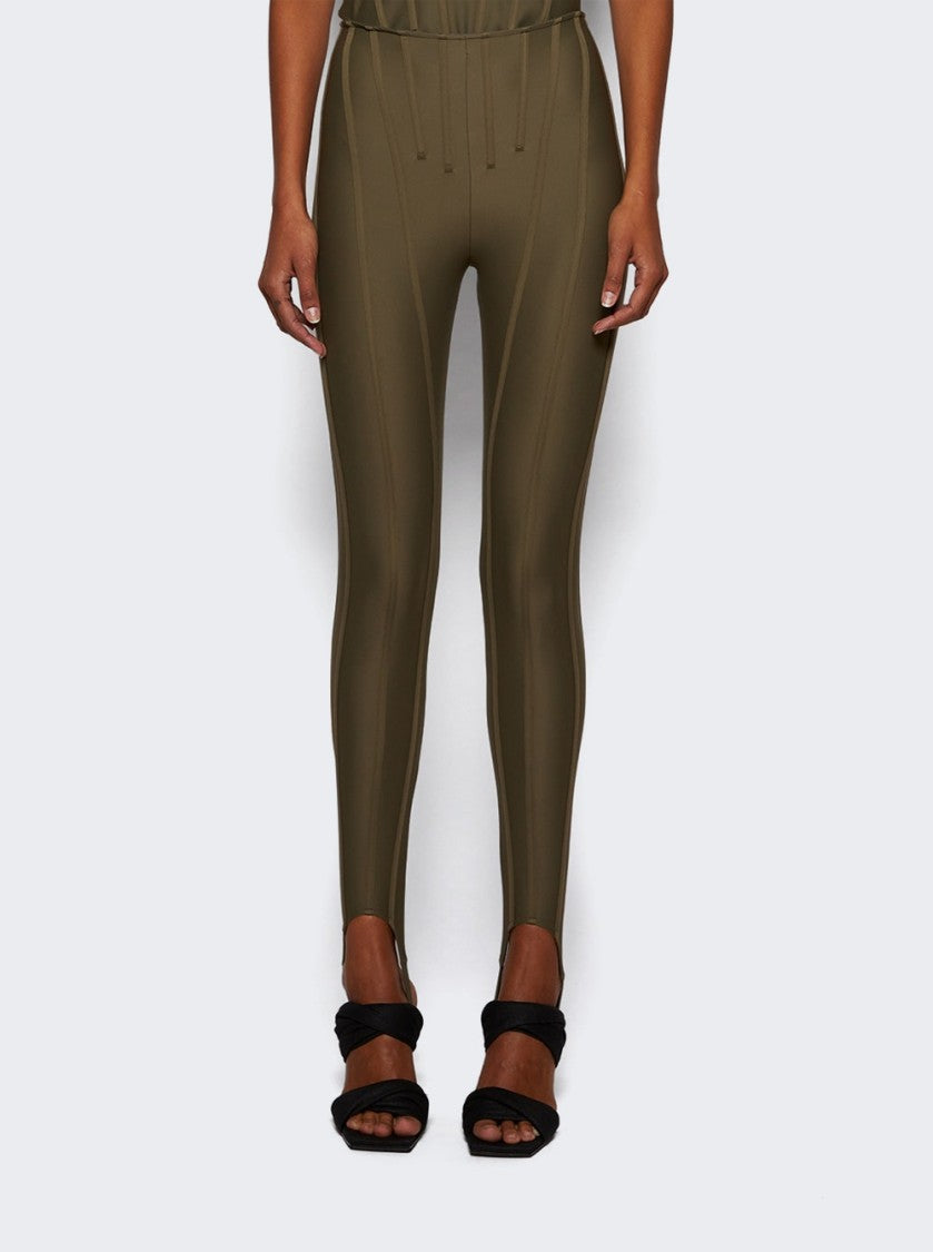 Mugler Corset Leggings Khaki