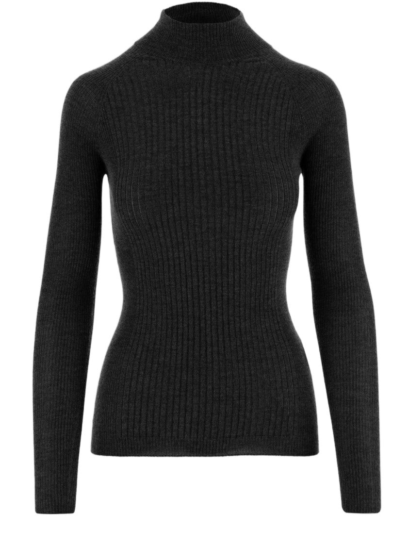 Sa Su Phi Black Ribbed Fitted High Neck Sweater