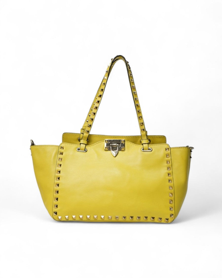 Valentino Small Rockstud Shopper In Yellow