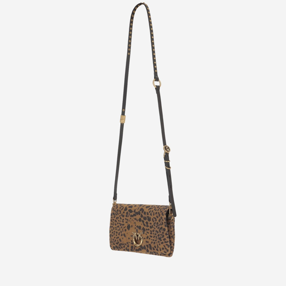Pinko Rectangular Suede Shoulder Bag With Distinctive Animal Print