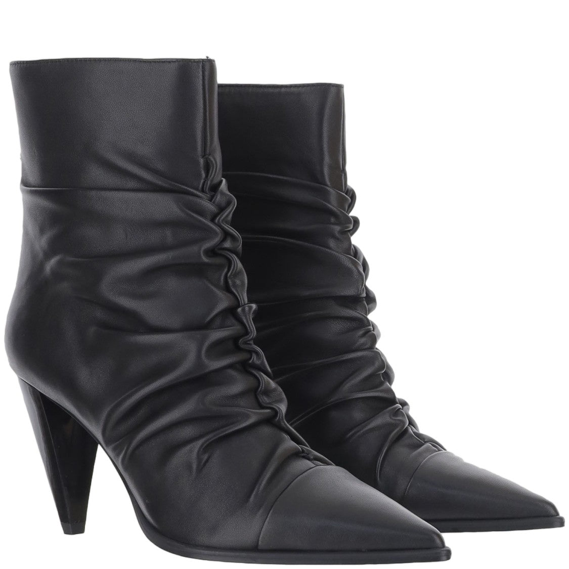 Pinko Black Embossed Zip Ankle Leather Boots