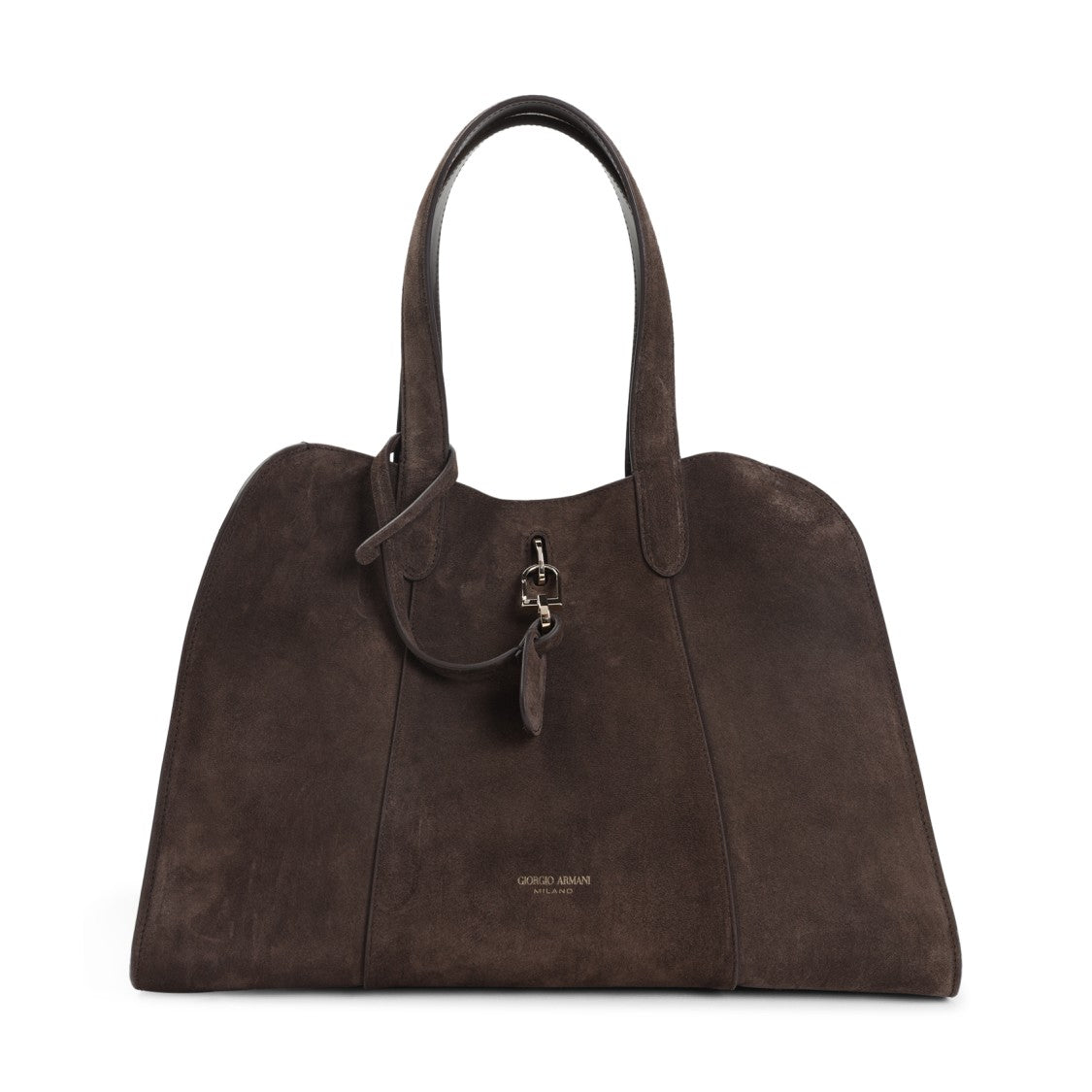 Giorgio Armani Brown Suede Calf Leather Handbag With Elegant Silhouette