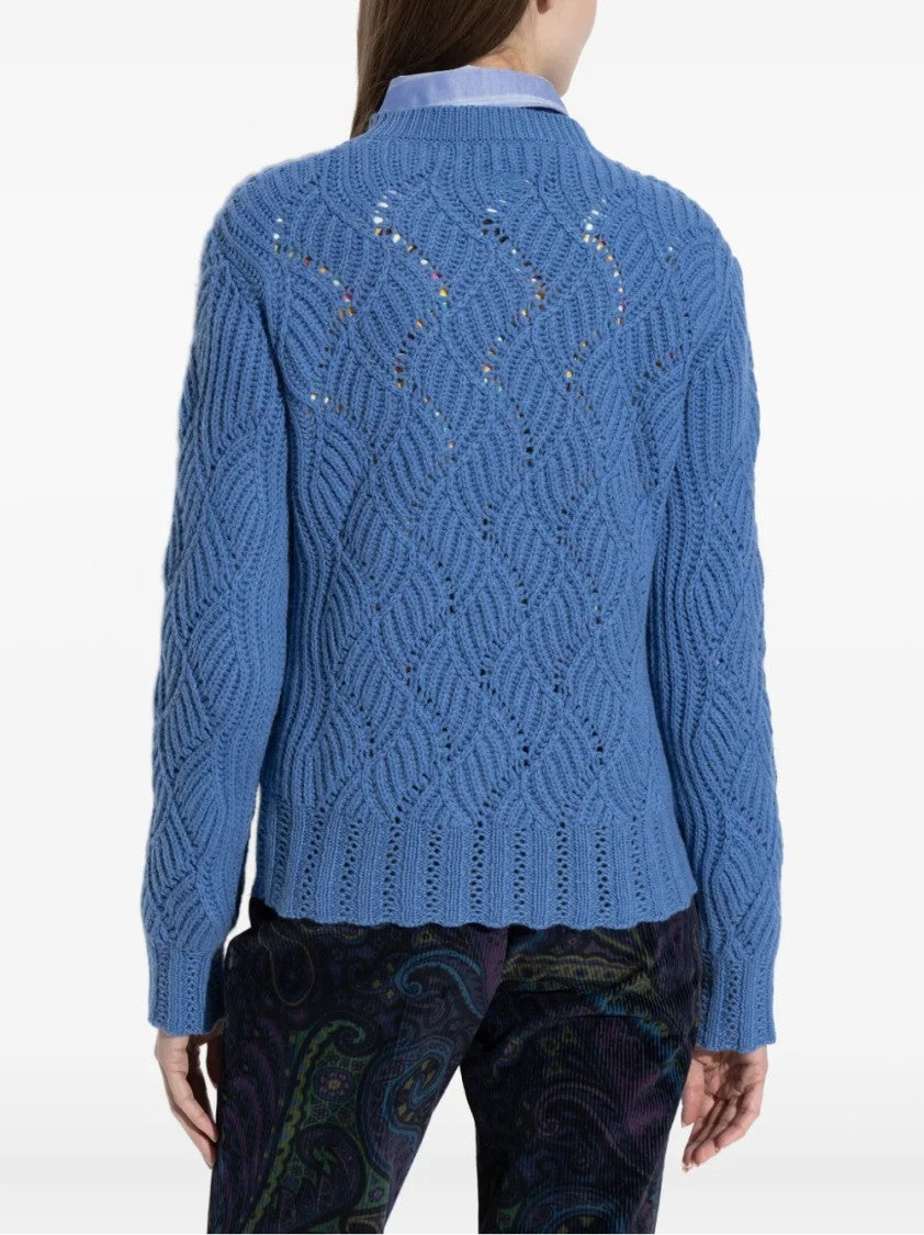 Etro Textured Wave Pattern Knitwear Top With Scalloped Hem