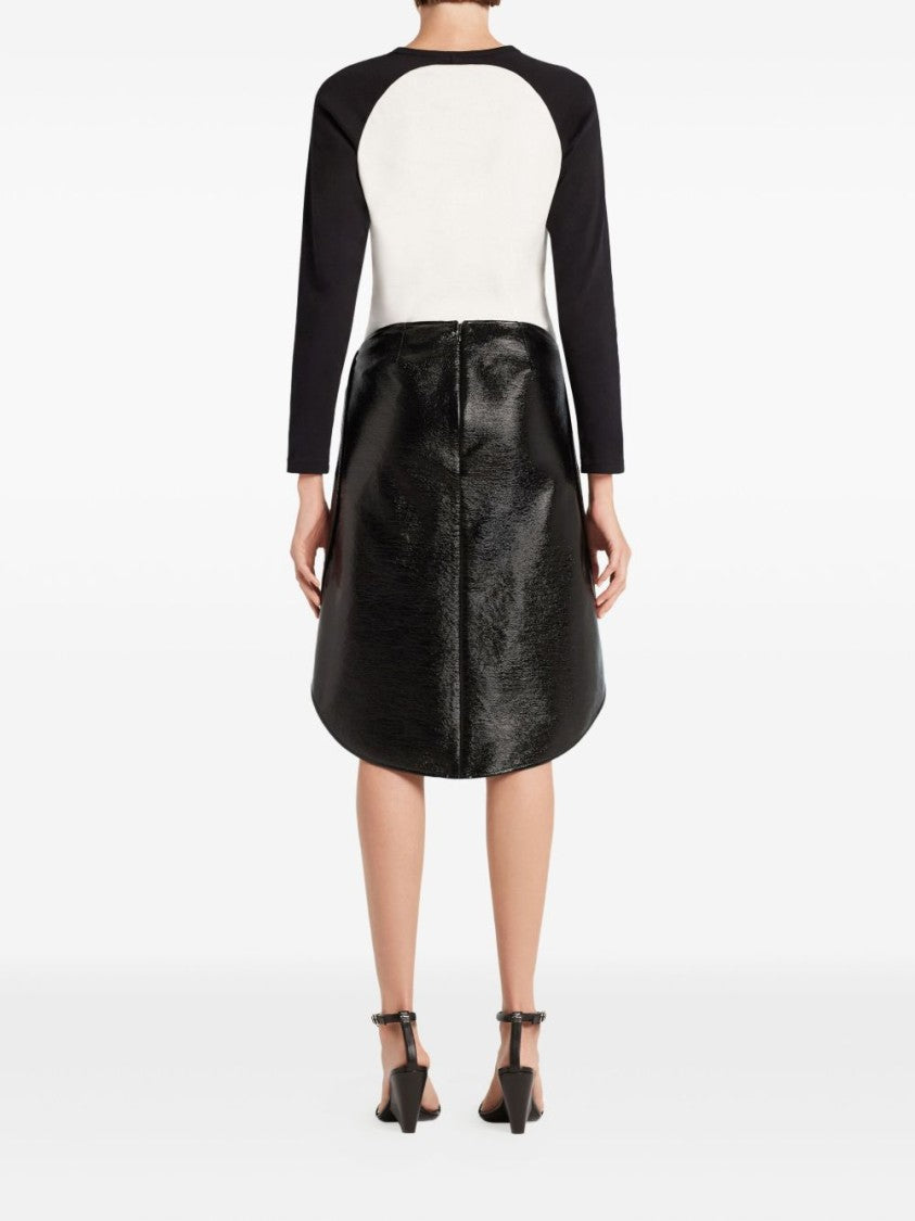 Courrèges Long-Sleeved Contrast T-Shirt With Rounded Hem And Logo Print