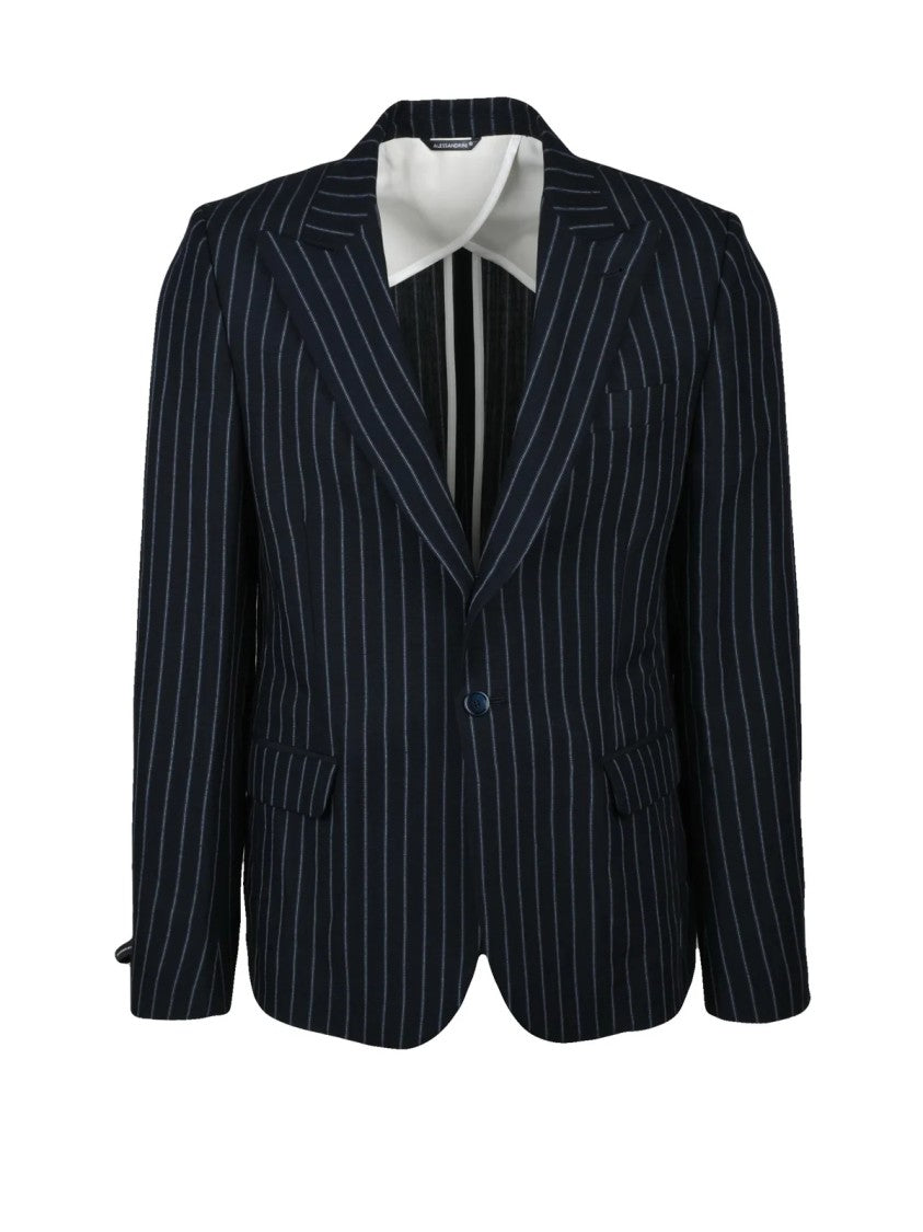 Daniele Alessandrini Multicolor Tailored Linen/Viscose Slim Fit Jacket