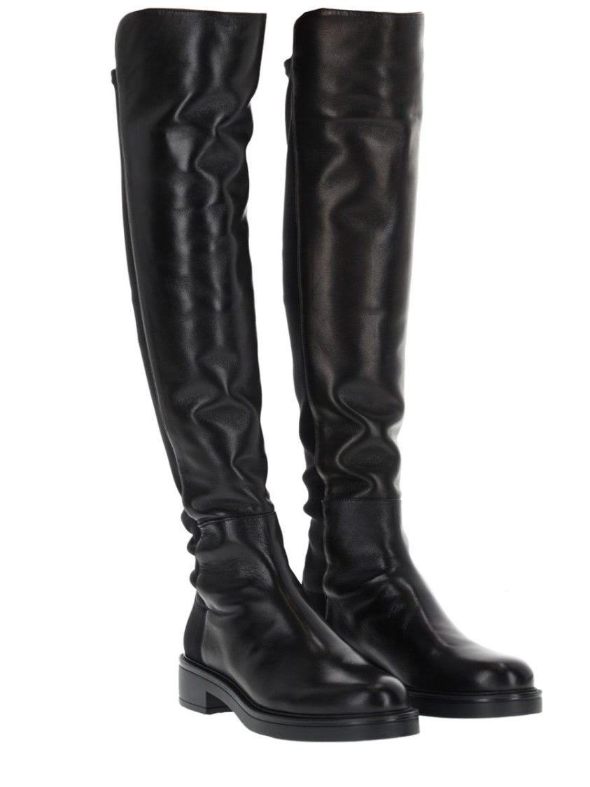 Stuart Weitzman Black Leather Celia Slouched Boots
