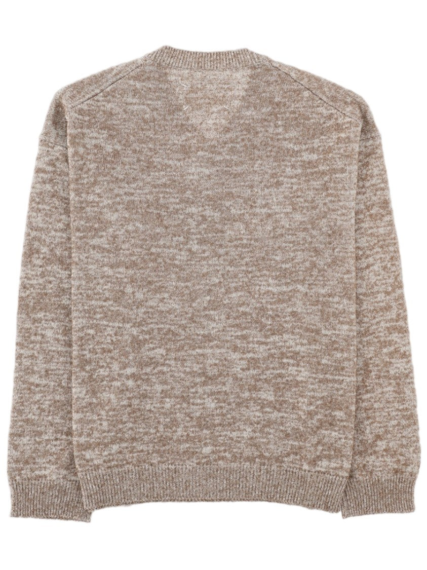 Maison Margiela Marled Knit Sweater With Subtle V-Neckline And Ribbed Details