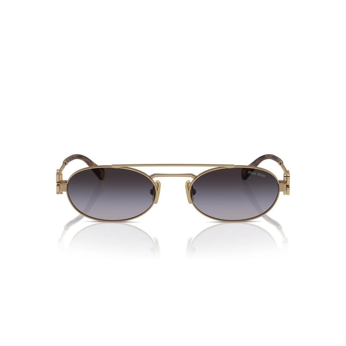 Miu Miu 0Mu 54Zs Oval-Shaped Gold Metal Frame Sunglasses