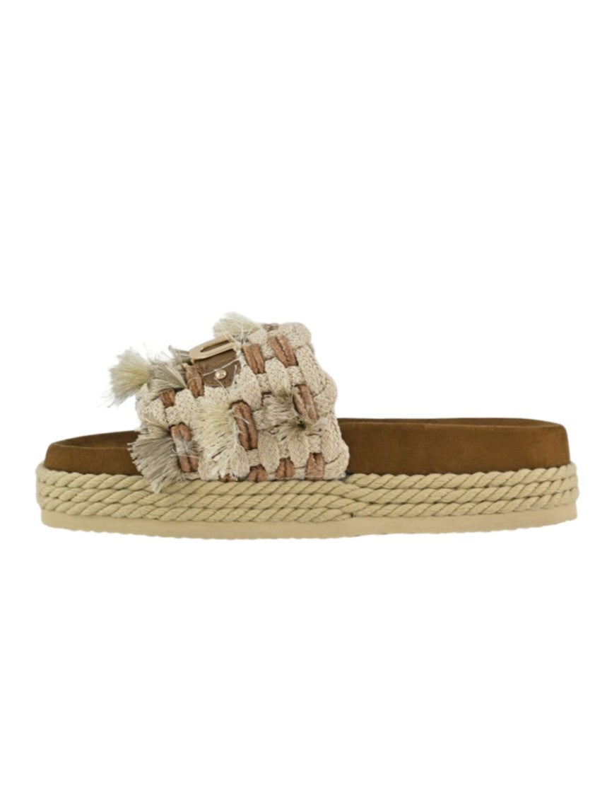 Mou Fringe-Detail Woven Rope Sandals With Cushioned Footbed