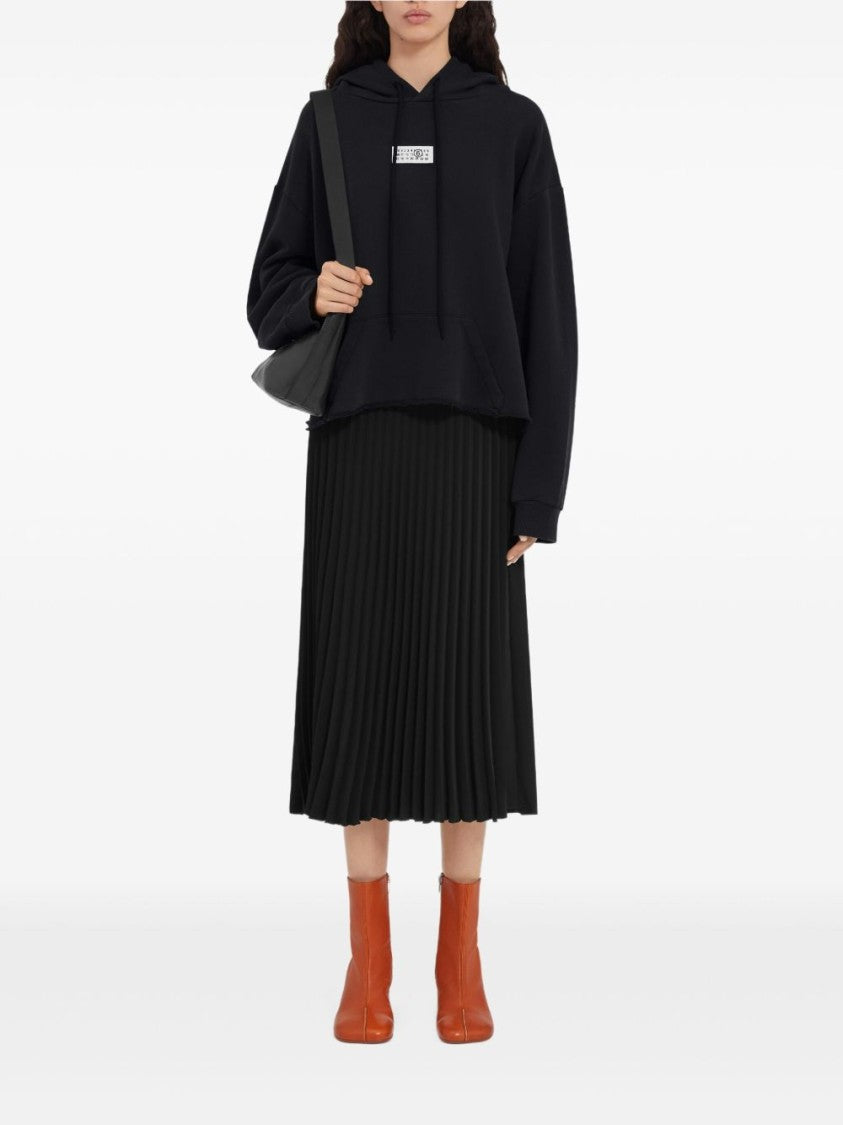 Mm6 By Maison Margiela Black Cropped Raw-Cut Hoodie