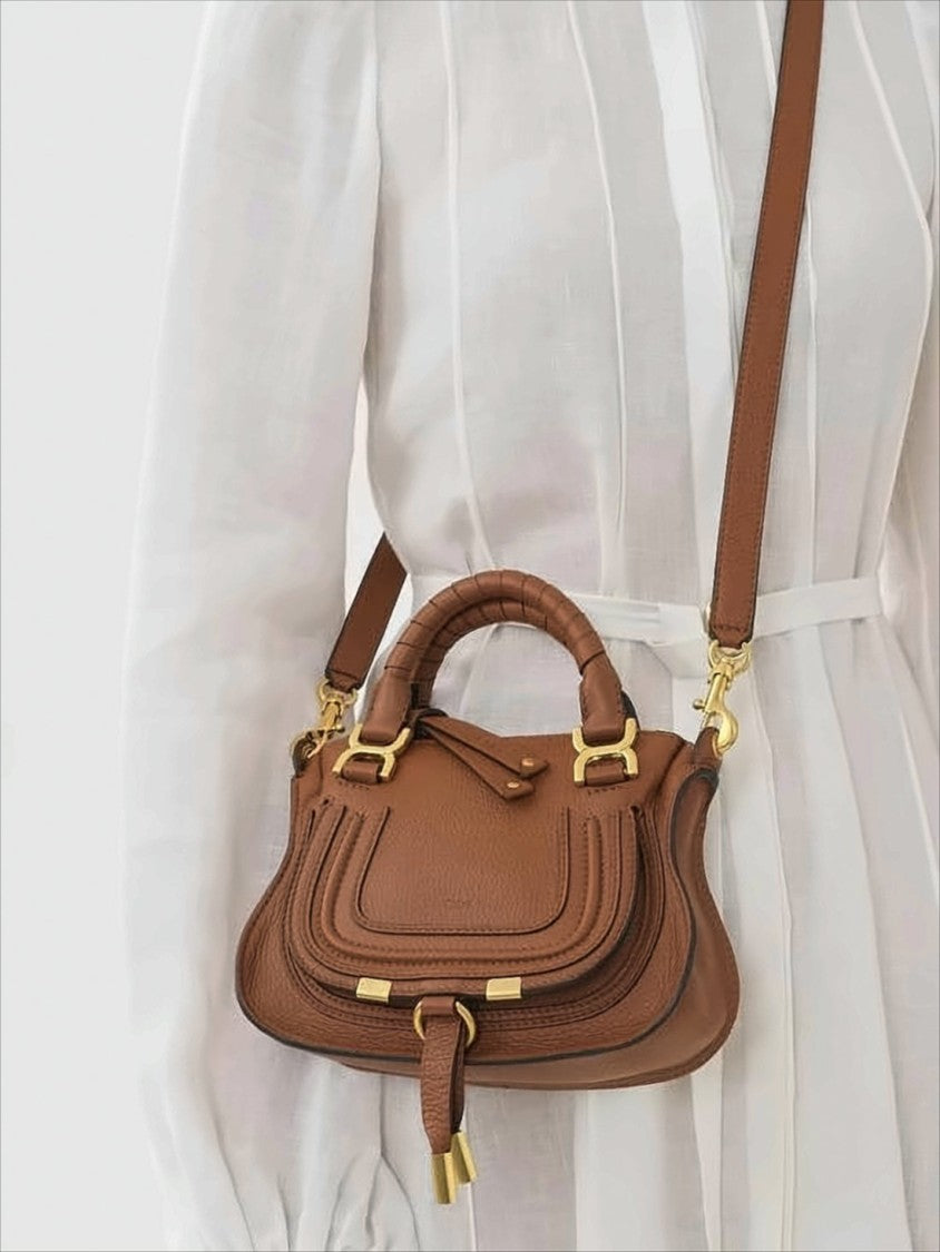 Chloé Structured Brown Calf Leather Tote Bag