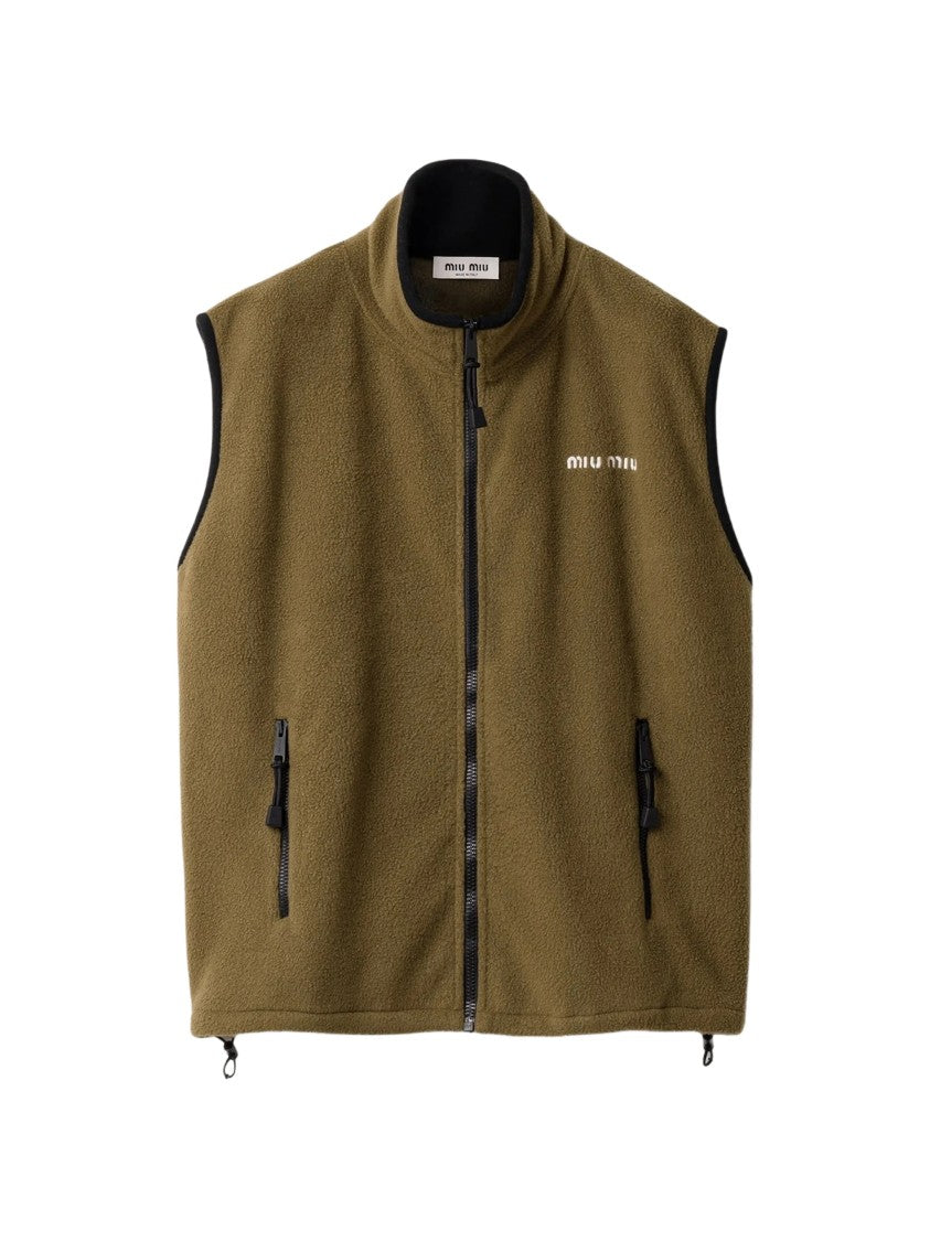 Miu Miu Textured Fleece Zipper Vest