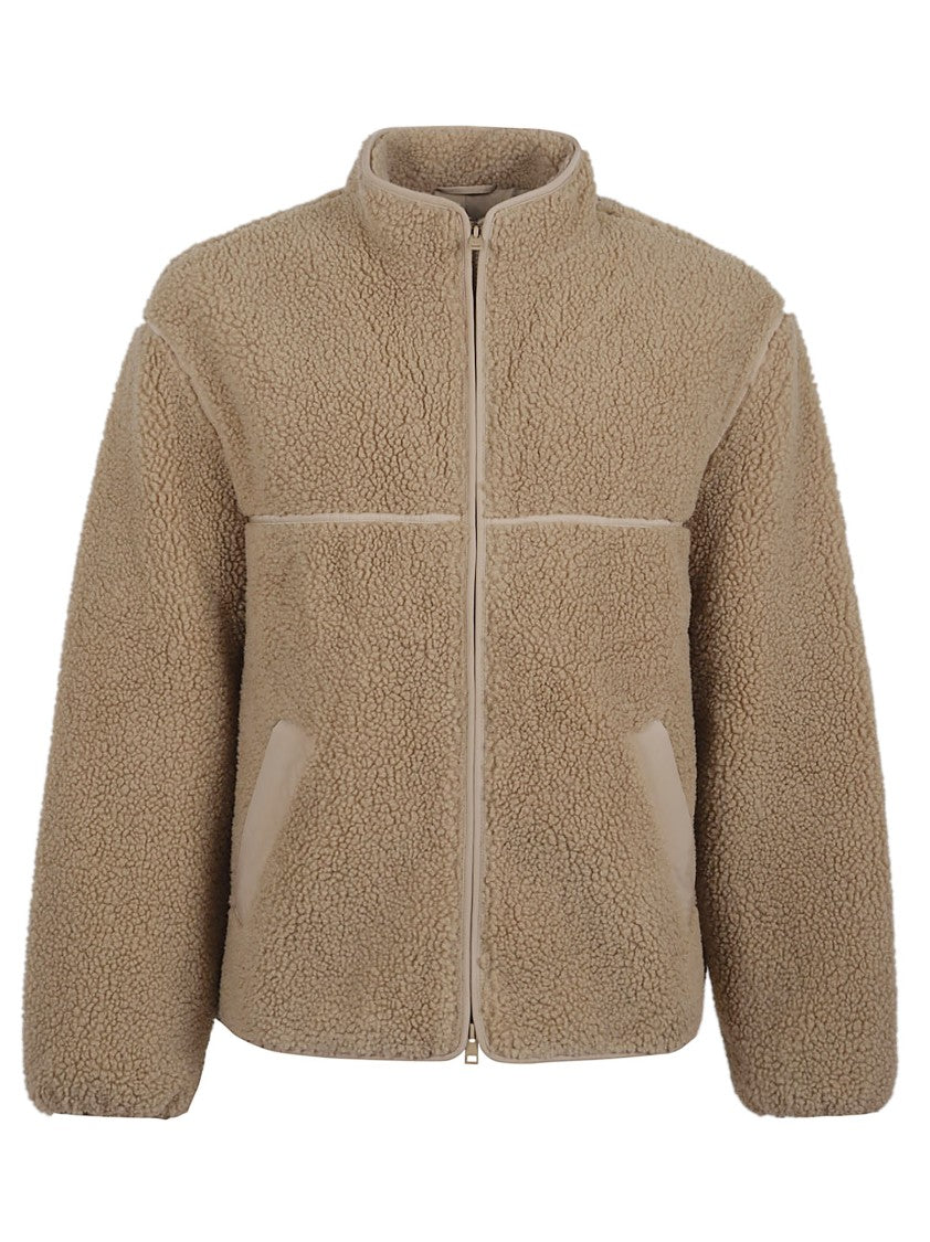 Maison Kitsuné Plush Teddy-Bear Textured Jacket With High Collar