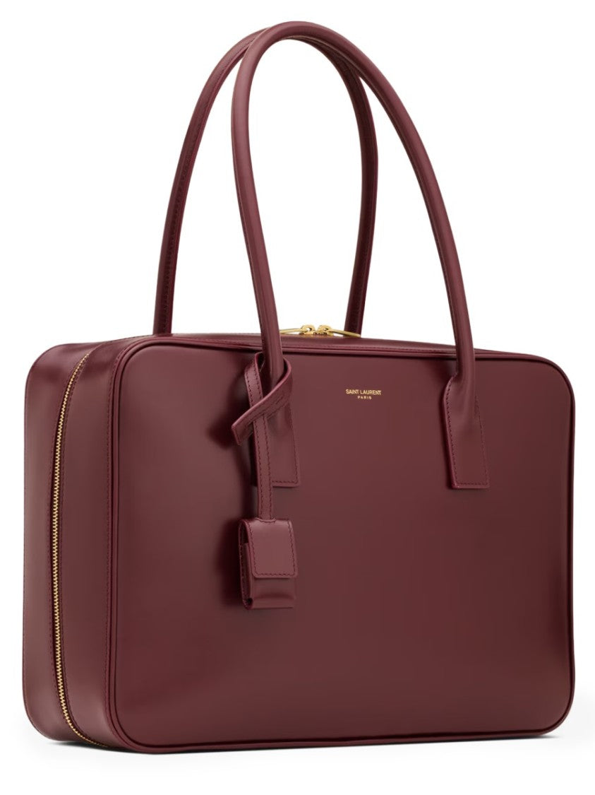 Saint Laurent Burgundy Sac De Jour Lamb Leather Tote Bag
