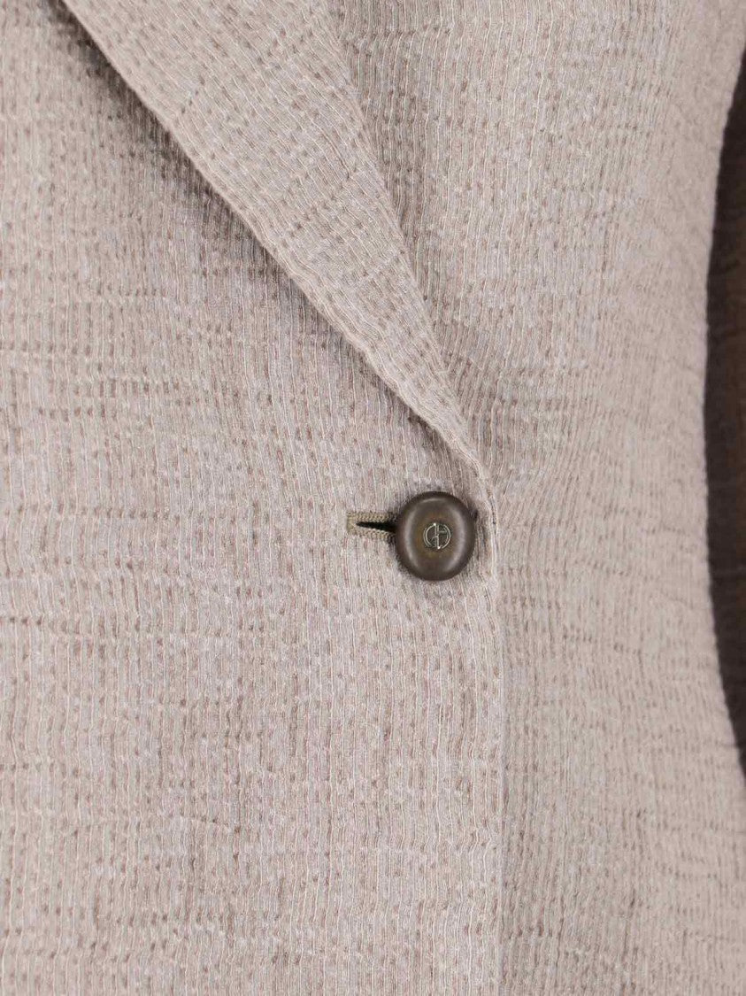 Giorgio Armani Single-Breasted Cut-Out Blazer – Taupe
