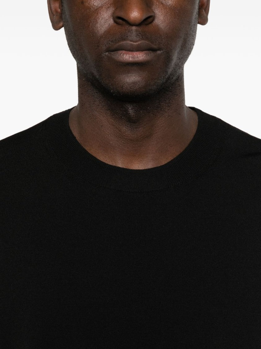 Ami Paris Black Knitted Crew Neck Short Sleeve T-Shirt