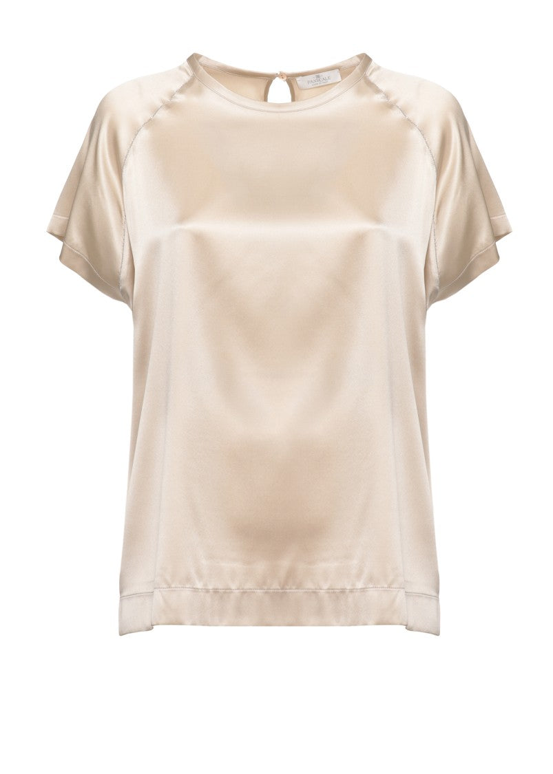 Panicale Ivory Silk Short Sleeve Blouse